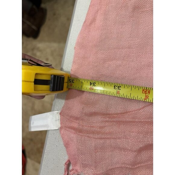 Loft Linen Blend Tasseled Long Scarf One Size Ombre Color Coral - Picture 7 of 8